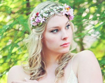 Vintage millinery flower bridal flower crown, spring flower head piece, wedding hair