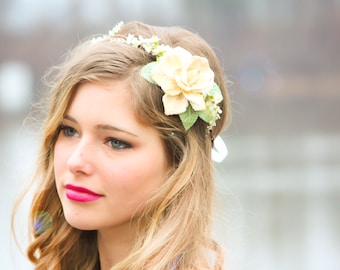 bridal headband, wedding accessories, natural bridal headpiece, bridal headband, natural flower crown