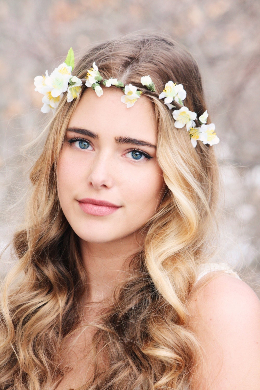 Rustic-Glam Burlap White Floral Headband cottagecore croquet chic Amazon.com : Nogeqi Floral Crochet Headbands for Women  main image 4