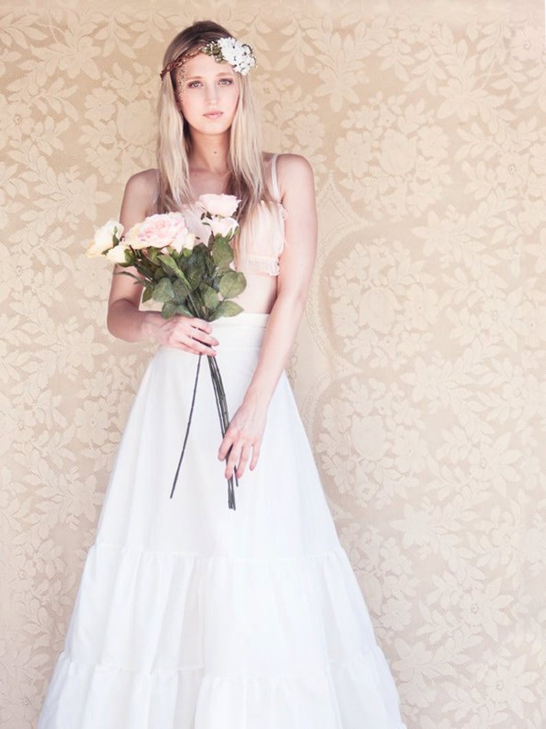 white bridal flower crown, wedding hair accessories, wedding flower wreath silk flower headband image 2