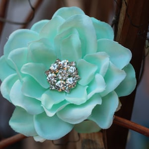 seafoam flower hair clip, mint green hair clip, something blue wedding, bridesmaid hair clip image 5