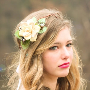 rustic bridal headpiece, woodland wedding, pine cone rose A Love Like Ours image 1