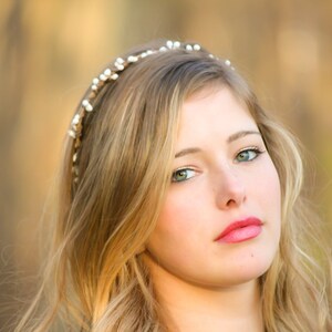 wedding headband, bridal headband, bridal headpiece, Bridal tiara with white berries, woodland bridal wreath image 2