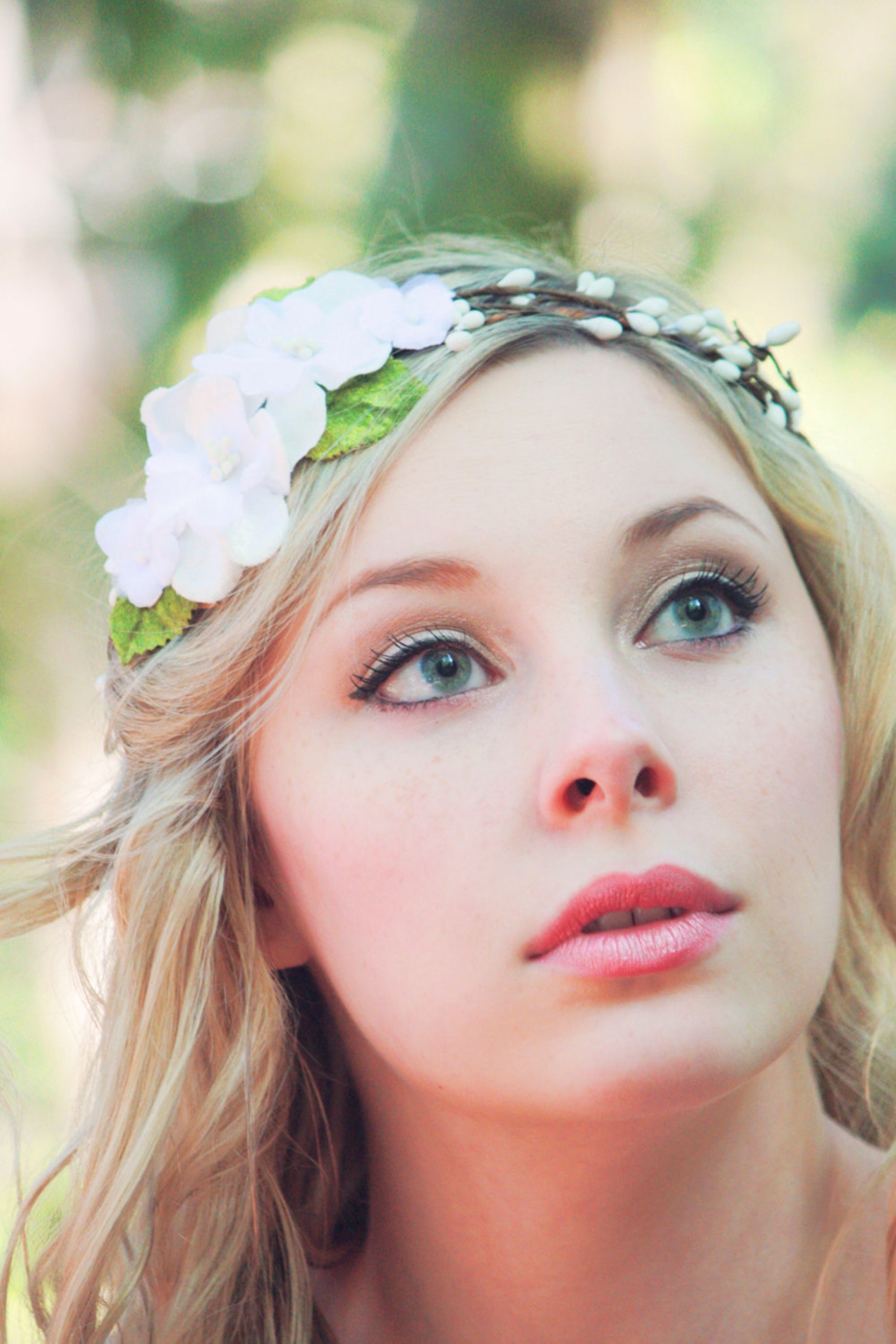 White Flower Hair Crown Bridal Flower Headpiece Flower Hair Etsy