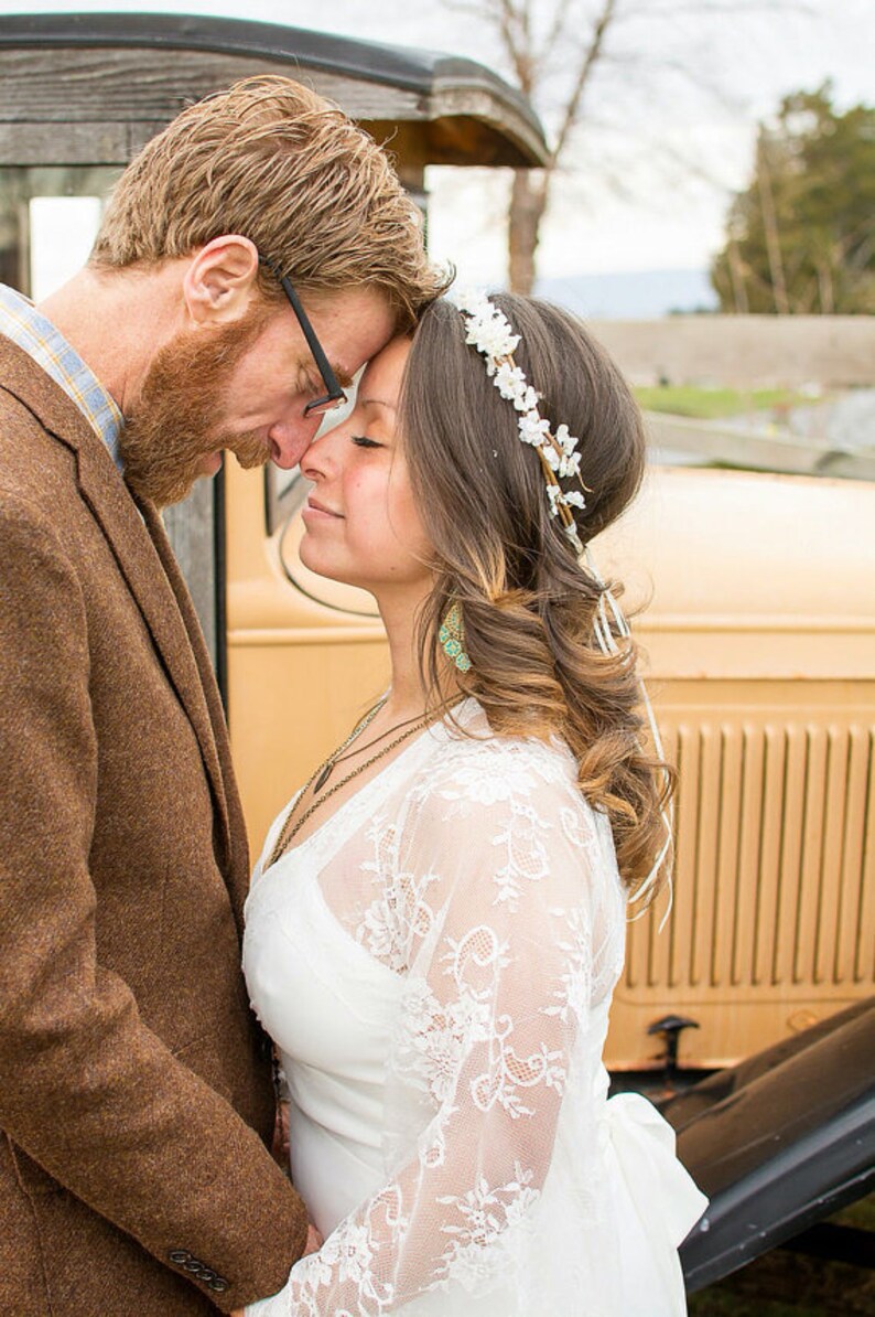 wedding accessories, bridal headpiece, wedding flower crown, ivory Flower crown, rustic head wreath, wedding headband, bridal hair image 10