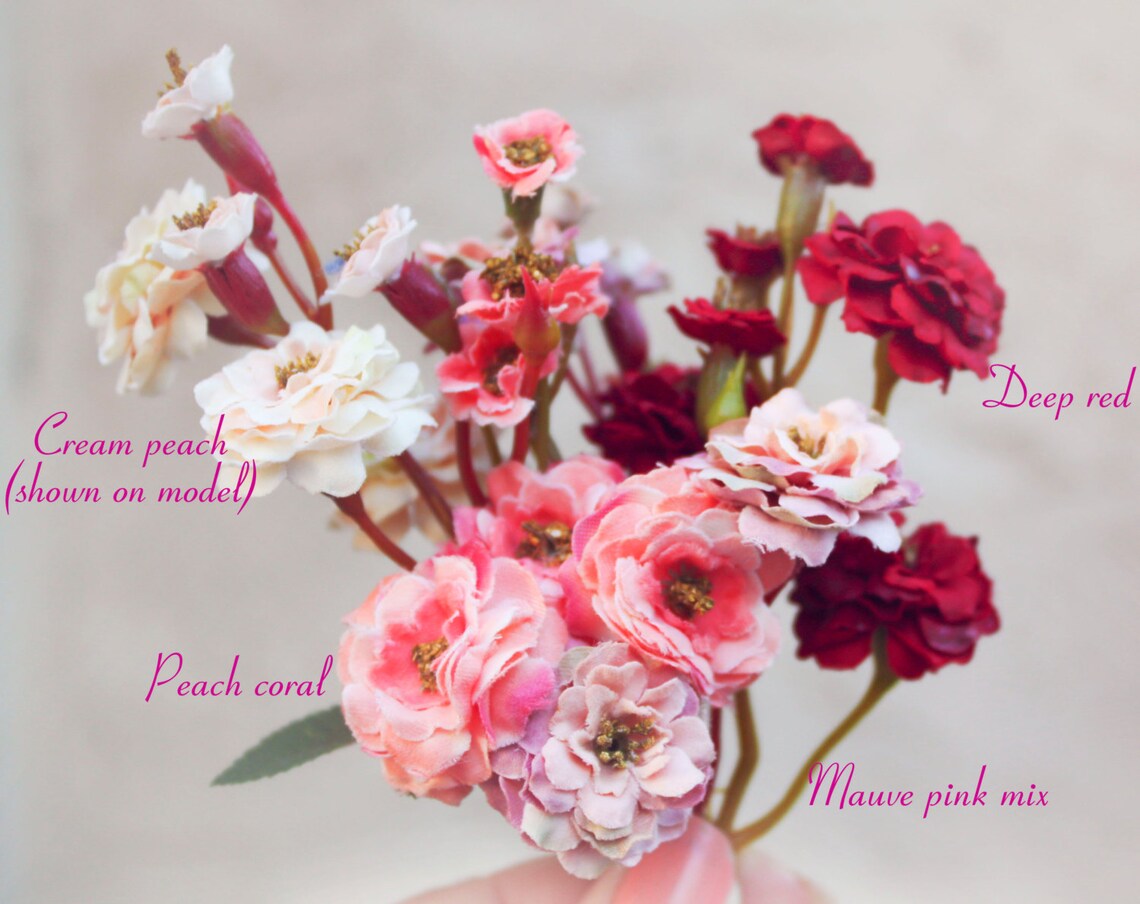 Peach Blossom Flower Crown Bridesmaid Headpiece Floral Head Etsy