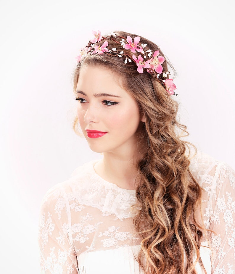 cherry blossom flower crown, wedding headpiece, flower crown, bridal headband, wedding headband, bridal headpiece, wedding accessories image 5