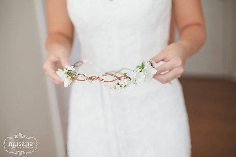 bridal hair acessories, cherry blossom flower crown, wedding headpiece, woodland flower, bridal hair flower, rustic wedding, bridal headband image 9