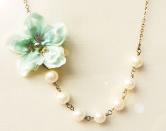 sea foam cherry blossom necklace