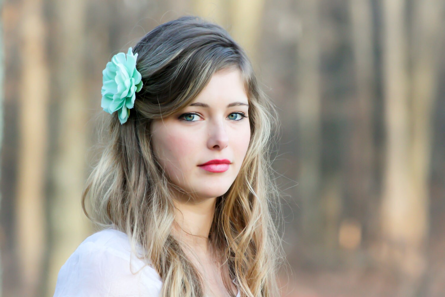Seafoam flower hair clip mint green hair clip something blue Etsy