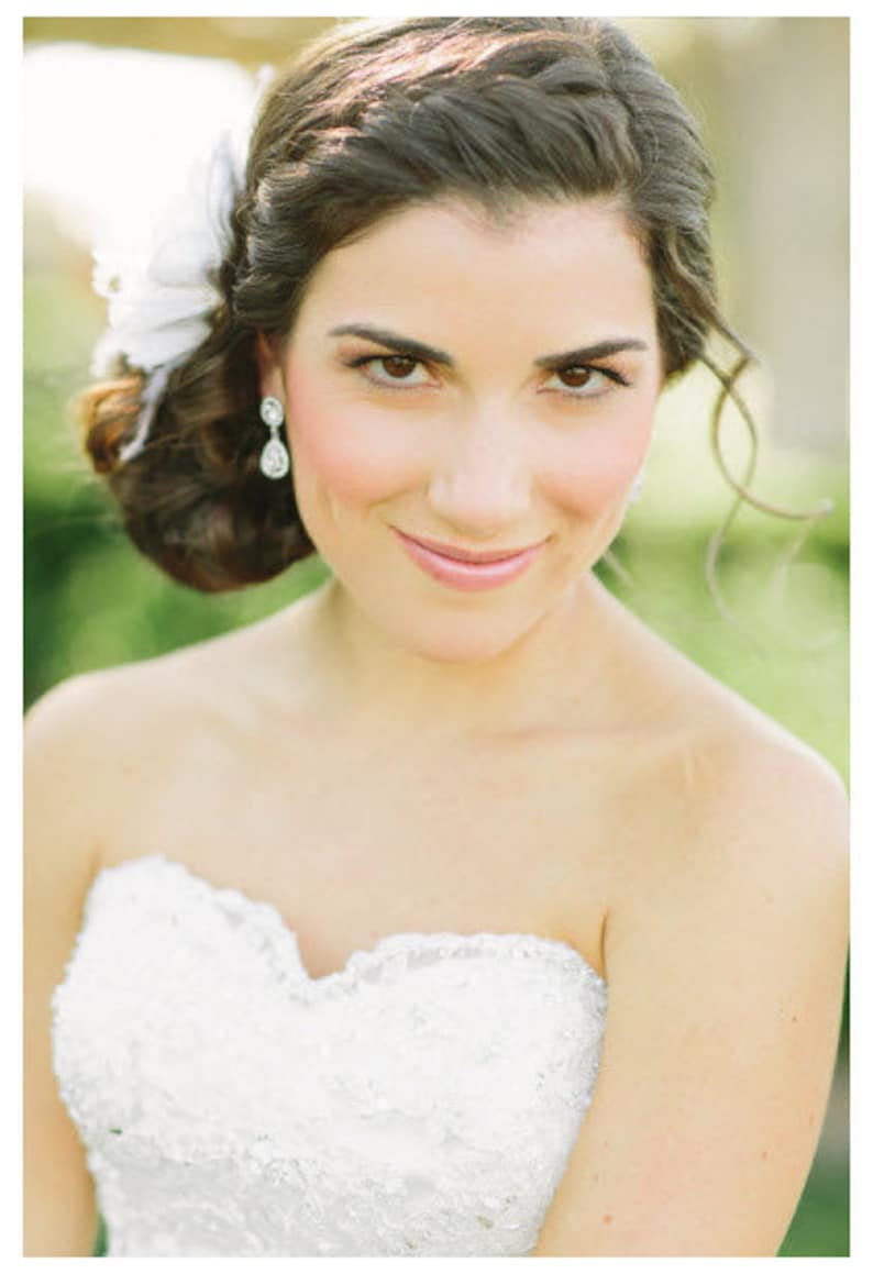 white wedding hair accessories, white bridal fascinator, wedding headpiece, white silk flower image 4