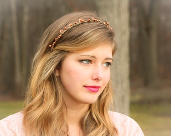 autumn Berry Bridal headband, bronze berries woodland wedding