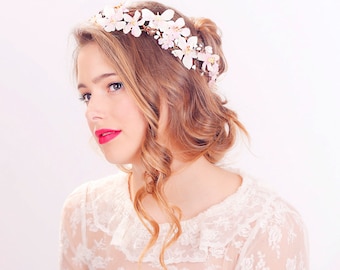 cherry blossom flower crown, wedding headpiece, flower crown, bridal headband, wedding headband, bridal headpiece, wedding accessories