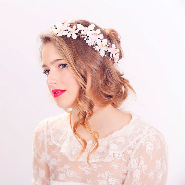 cherry blossom flower crown, wedding headpiece, flower crown, bridal headband, wedding headband, bridal headpiece, wedding accessories