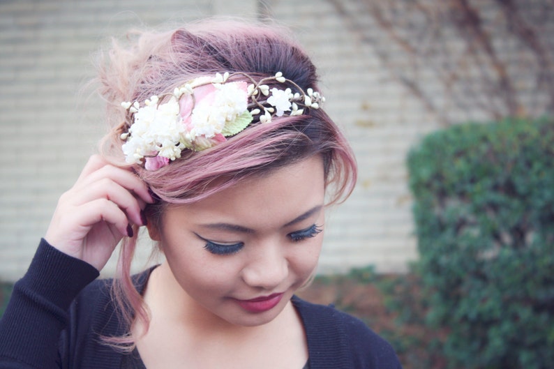 bridal flower crown, wedding hair accessories, wedding flower wreath silk flower headband image 3