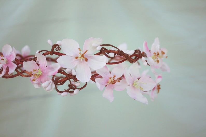 cherry blossom flower crown, wedding headpiece, flower crown, bridal headband, wedding headband, bridal headpiece, wedding accessories image 2