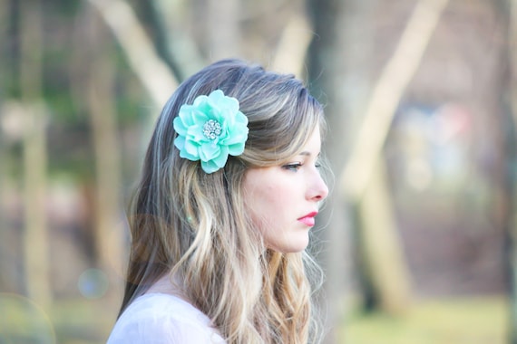 Seafoam Flower Hair Clip Mint Green Hair Clip Something Blue