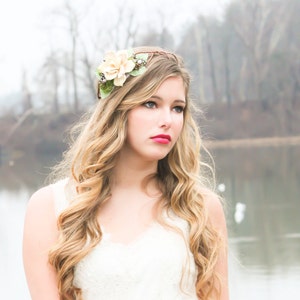 rustic bridal headpiece, woodland wedding, pine cone rose A Love Like Ours image 4