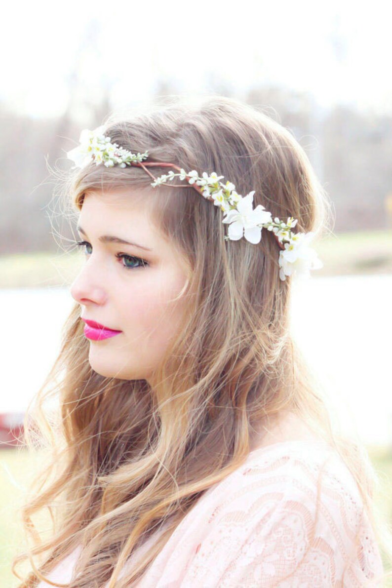 Ivory Cherry Blossom Hair Crown Bridal Flower Crown Wedding Etsy