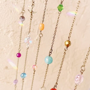 Crystal suncatcher, spring decor, glass pendant window ornament, diamond shape crystal prism, mobile driftwood, window hanging art gem