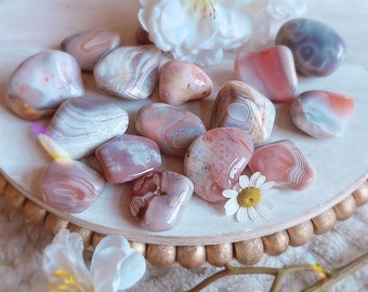 2 Pink Botswana Agate Tumbled Crystal Stones