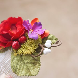 rose hair comb, atumn bridal hair clip, fall wedding clip image 3