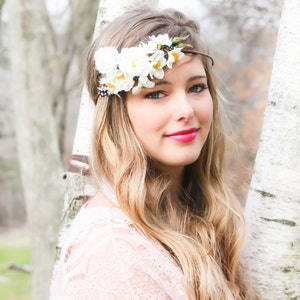 wedding hair accessories, white bridal hairpiece, wedding headband, flower hair accessory image 4