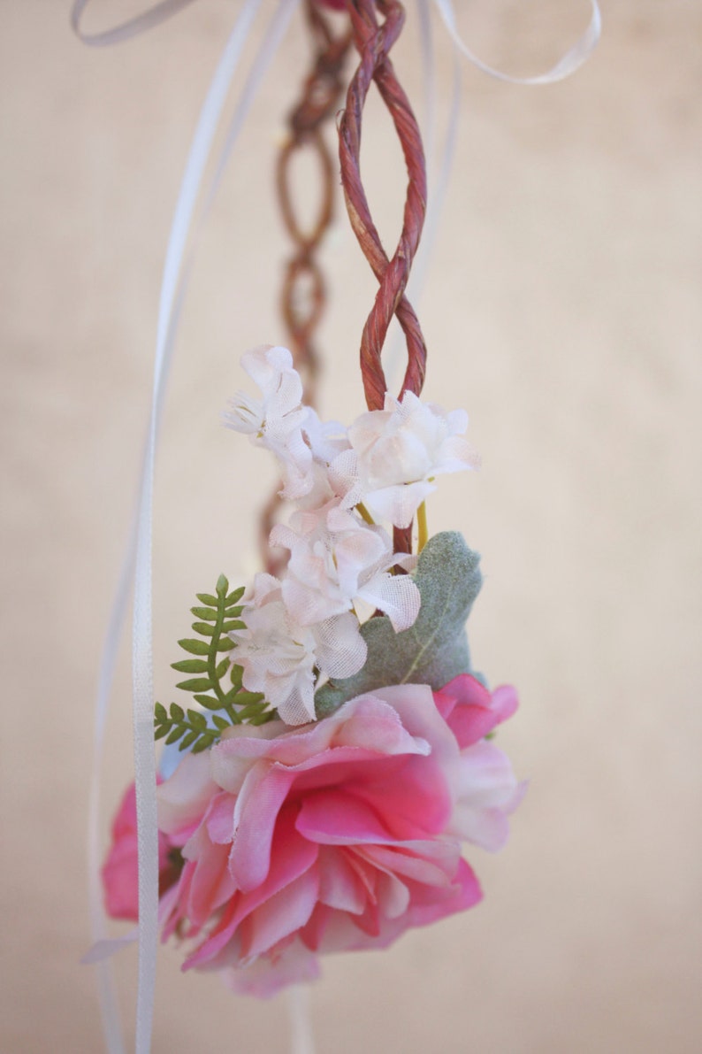 pink rose floral crown, bridal flower hair crown, woodland wedding, pale pink flower, milinery flower image 5