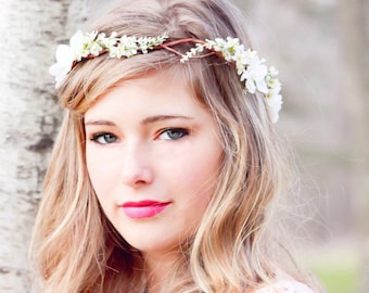 bridal headpiece accessory, wedding flower crown, cherry blossom flower crown, wedding accessory, bridal headpiece