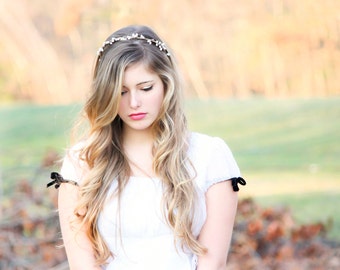 Minimalist Wedding Package, Berries Headpiece, Burlap Ring Pillow, Woodland Boutonniere