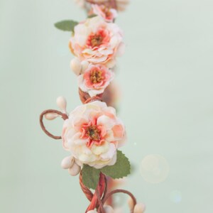 peach blossom flower crown, bridesmaid headpiece, floral head piece image 4