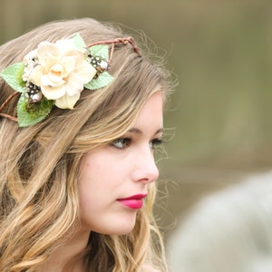 rustic bridal headpiece, woodland wedding, pine cone rose A Love Like Ours image 2