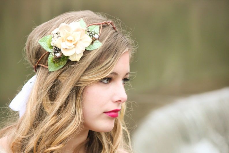 rustic bridal headpiece, woodland wedding, pine cone rose A Love Like Ours image 2
