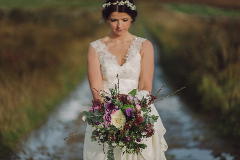 ivory rustic flower crown, bridal crown, Flower crown, rustic head wreath, wedding headband, bridal hair, wedding crown image 2