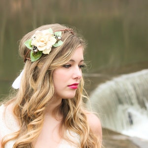 rustic bridal headpiece, woodland wedding, pine cone rose A Love Like Ours image 5