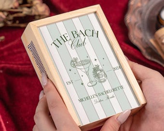 Personalisierte The Bach Club Bachelorette Streichholzschachtel, kundenspezifische große Streichholzschachtel, Junggesellinnenabschiedsgeschenke, Luxus-Junggesellinnenabschiedsgeschenke