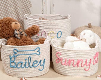 Personalisierter Hundespielzeugkorb, Welpen-Spielzeugbox, neues Katzenspielzeug, benutzerdefinierter Haustiernamekorb, Haustierspielzeug-Aufbewahrungskorb, Katzenbett, Weihnachtsgeschenk für Hund