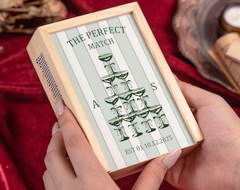 Personalisierte Große Streichholzschachtel für Paare, Perfekte Hochzeitsgeschenke Champagner Turm, Jubiläumsgeschenke, Verlobungsgeschenke, Valentinstagsgeschenk