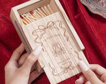 Grande boîte d'allumettes personnalisée pour couple, idéale pour un cadeau de mariage, cadeau de pendaison de crémaillère, cadeau de fête, boîte d'allumettes avec logo personnalisé, cadeaux d'entreprise