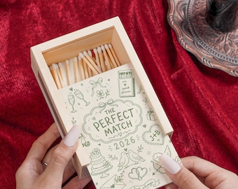Personalized Large Matchbox for Couples, Custom Wooden Match Box for Engagement and Wedding Gift