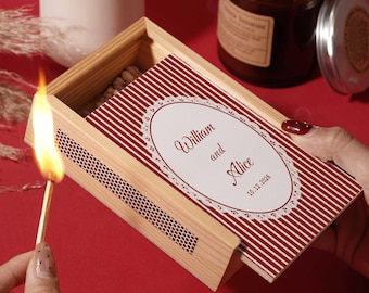 Personalisierte Retro Große Streichholzschachtel für Paare, Perfekte Hochzeitsgeschenke für das Brautpaar, Jubiläumsgeschenke, Verlobungsgeschenk, Einweihungsgeschenk