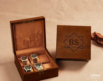 Personalisierte Holz Uhrenbox, 6 Slots Uhrenbox Display für Männer, benutzerdefinierte Uhren Aufbewahrungskoffer, Freund Geburtstagsgeschenke, Weihnachtsgeschenk für ihn