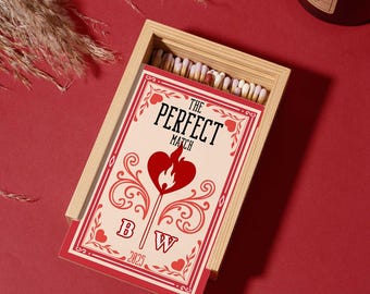 Grande boîte d'allumettes personnalisée pour couple, cadeau de fiançailles d'anniversaire de mariage personnalisé, cadeau de demoiselle d'honneur