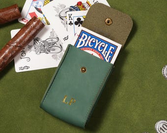 Étui pour cartes à jouer personnalisé en cuir PU, ensemble d'étuis de jeu de voyage gravés sur mesure, rangement pour cartes de poker, cadeau pour une soirée poker