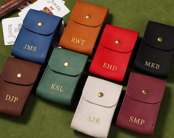Personalized Playing Card Case, Faux Leather Poker Card Holder, Deck Storage Sleeve, Custom Playing Card Case, Poker Gift for Men