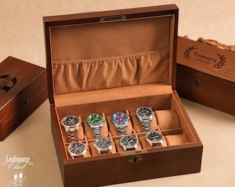 Personalisierte Holzuhrenbox, große Uhrenbox 10-Slots Display für Männer, kundenspezifischer Uhrenaufbewahrungsbehälter, Geburtstagsgeschenke, Weihnachtsgeschenke für Männer