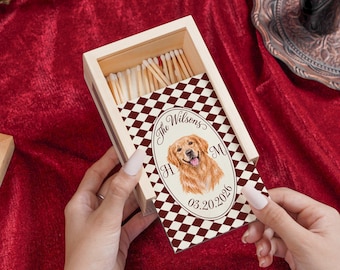 Personalized Pet Wedding Matchbox, Custom Dog or Cat Portrait, The Perfect Match Wedding Favor, Engagement & Anniversary Gift