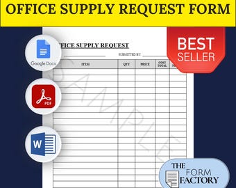 Employee Office Supply Request PRINTABLE FILLABLE Form † Digital Template (PDF/Google Doc/Word) Instant Download, Editable Business Document
