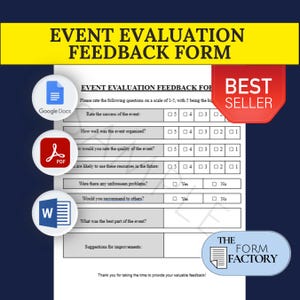 Modulo di feedback sulla valutazione dell'evento STAMPABILE e COMPILABILE † Modello digitale (PDF/Google Doc/Word) Download immediato, documento aziendale modificabile