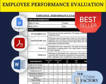 Employee Performance Evaluation PRINTABLE FILLABLE Form † Digital Template (PDF/Google Doc/Word) Instant Download Editable Business Document